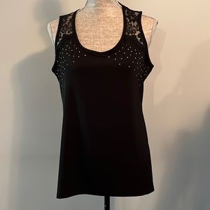 Belldini | XL | Black | Sleeveless Blouse | Lace & Studs embellishment| NWOT